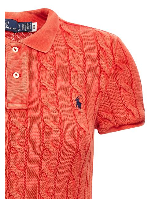 Ralph Lauren Logo Borduurwerk Gevlochten Poloshirt in het Red