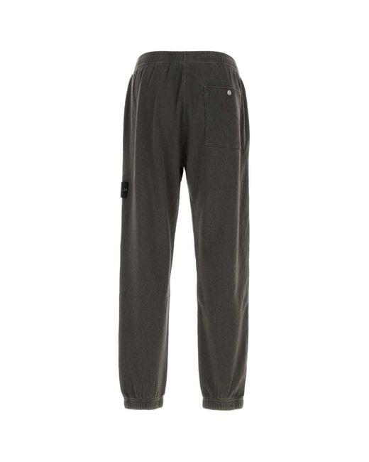 Stone Island Black Charcoal Cotton Joggers