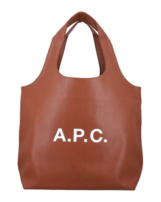 A.P.C. Brown Ninon Tote Bag With Logo