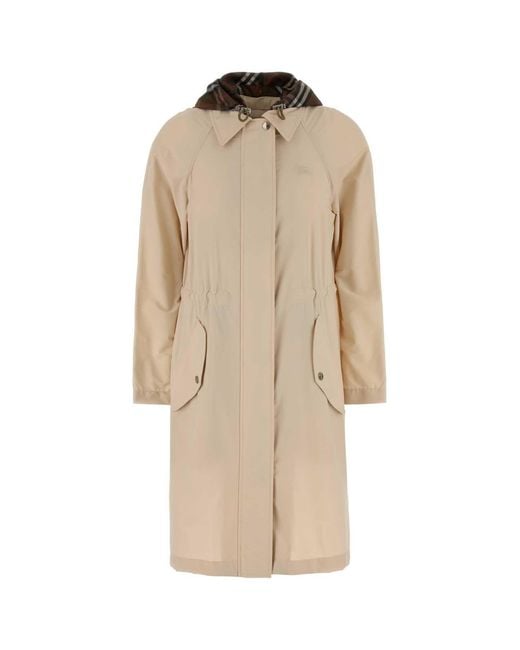Burberry Natural Cream Stretch Nylon Newbury Parka Coat