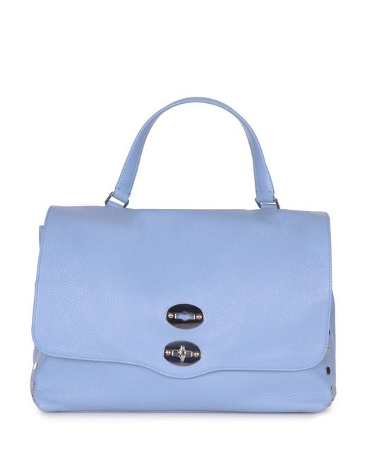 Zanellato Blue "Postina Daily M" Bag Made Of Hammered Leather