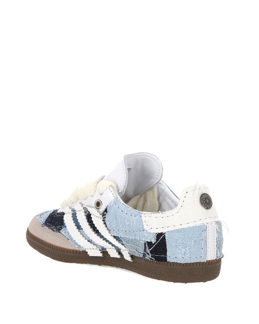 Seddy's White Samba Kojima Patchwork Denim Sneakers