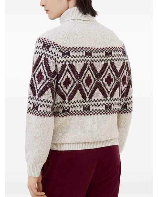 Brunello Cucinelli Rollkragenpullover Aus Jacquard in Gray für Herren