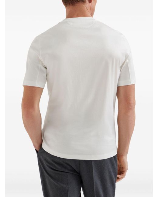 Brunello Cucinelli Logo Print T-Shirt in White für Herren