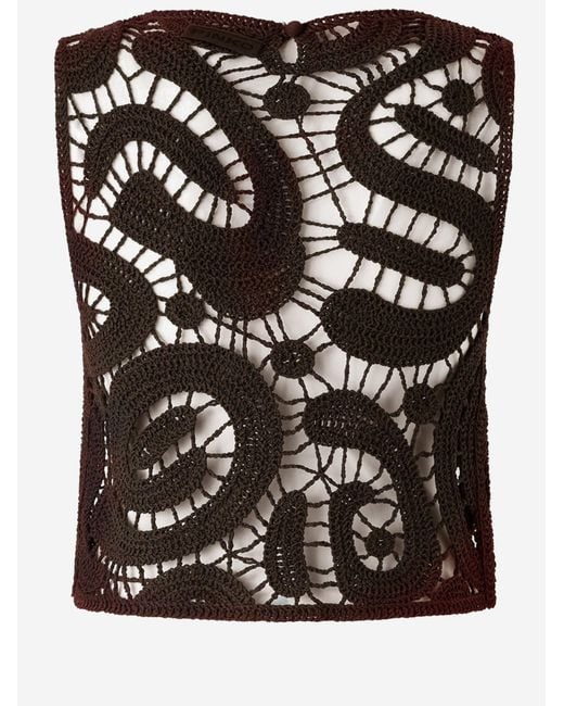 Pinko Black Geometric Crochet Top
