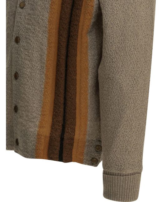 Needles Brown Mohair Nylon Wool Striped Cardigan