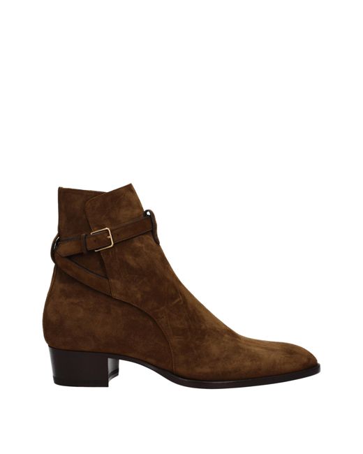 Saint Laurent Wyatt Boots Männer Wildleder Brown/Boden für Herren
