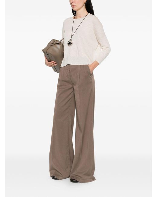 Via Masini 80 Brown Trousers Lyocell