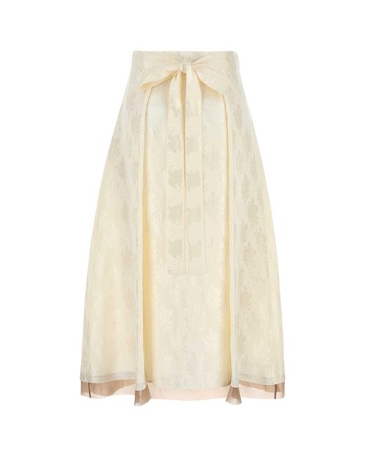 Fendi White Silk Blend Skirt