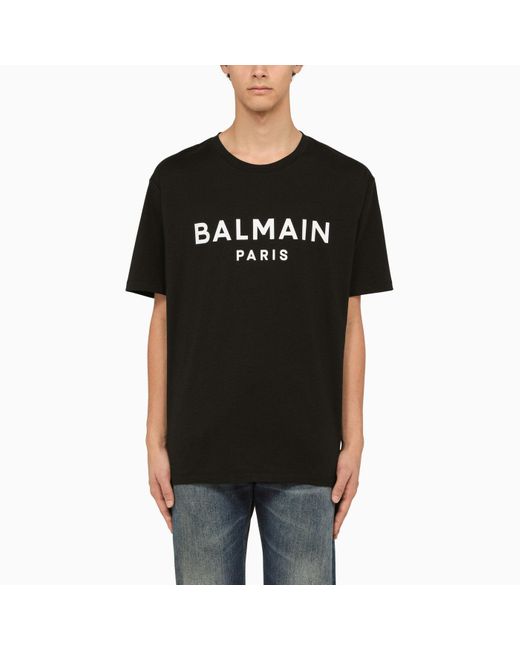 Balmain Crew Neck T Shirt With Logo in Black for Men | Lyst