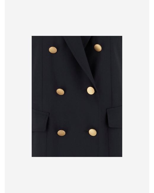 Tagliatore Blue Sleeveless Double-Breasted Coat