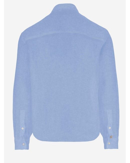 Jacob Cohen Blue Linen Shirt for men