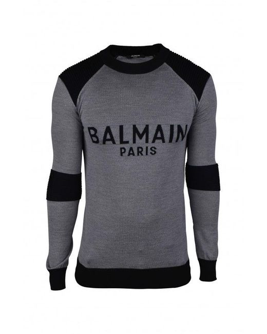 Balmain Fitted Wool Sweater With Logo in Black für Herren