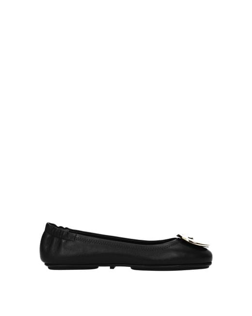 Tory Burch Black Minnie Ballet Flats Leather