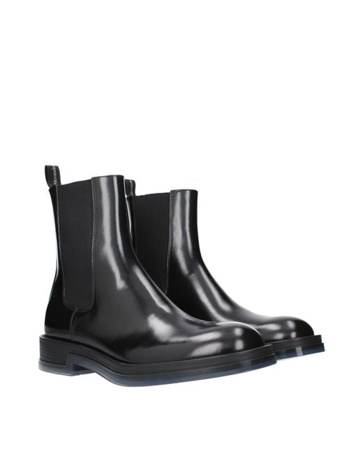 McQueen Black Stivaletti Chelsea Float Uomo Pelle Nero for men