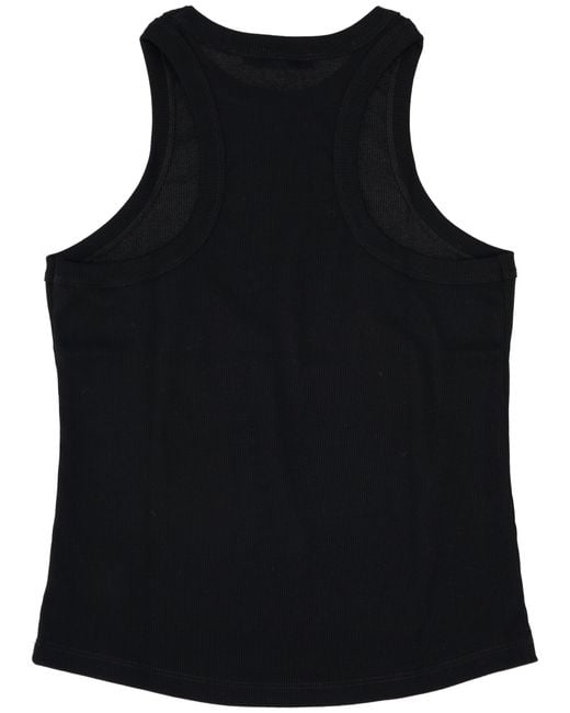 LA ROSE Black Ribbed Cotton Tank Top