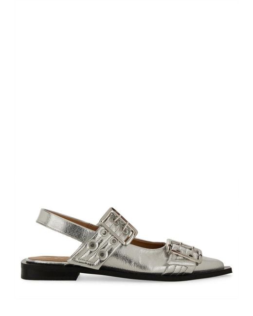 Ganni White Ballerina With Buckle