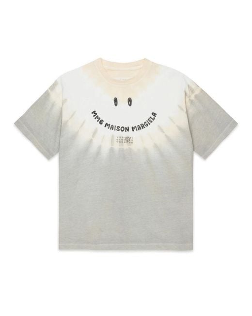MM6 by Maison Margiela Gray T Shirt With "Smile" Logo