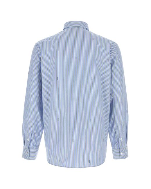 Gucci Blue Embroidered Poplin Shirt for men