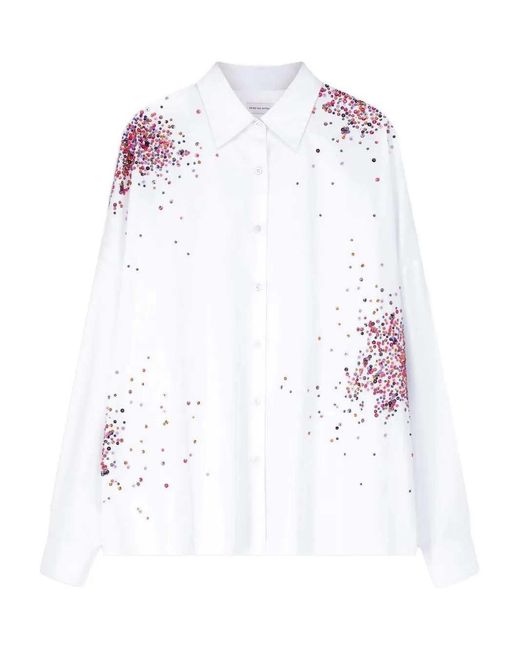 Dries Van Noten Verfraaid Cocon Blouse in het White