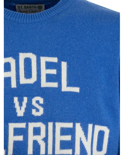 Padel vs petite amie en laine et cachemire à cachemire Mc2 Saint Barth en coloris Blue