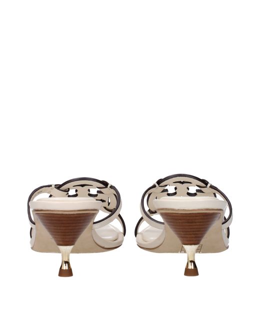 Tory Burch Metallic Sandals Light/Cream Leather