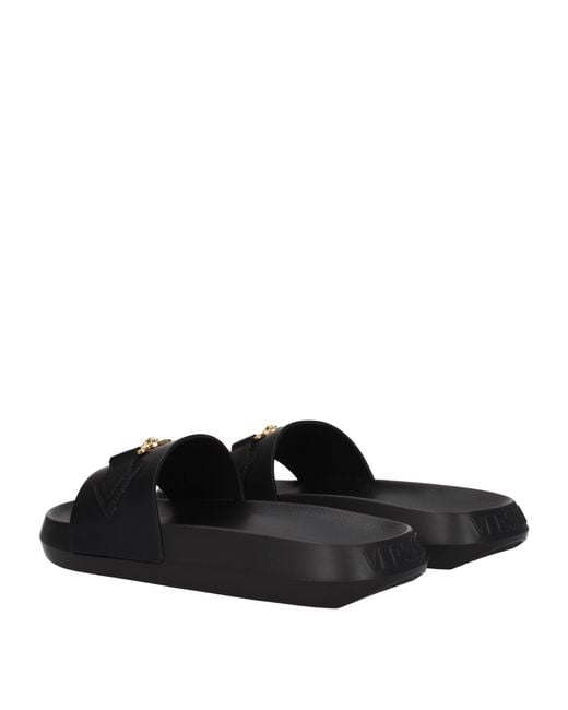 Versace Black Medusa Biggie Slippers And Clogs Leather