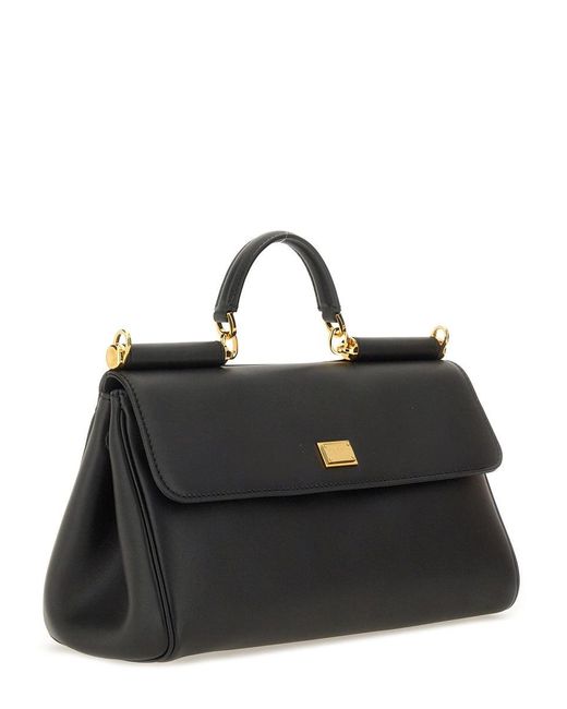 Dolce & Gabbana Black Leather My Sicily Top Handle Bag