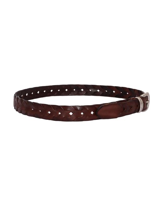 Alberto Luti Brown Braided Leather Buckle Belt