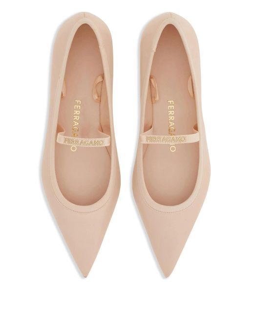 Ferragamo Pink Carice Satin Ribbon Tapered Ballerinas