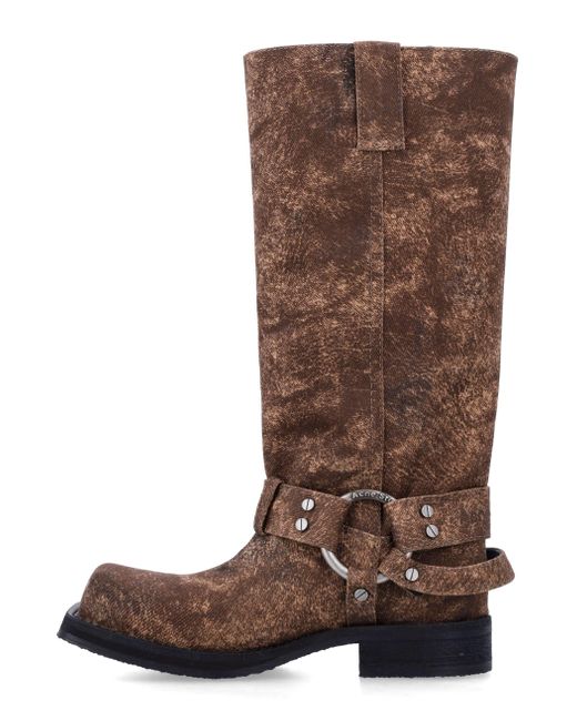Acne Brown Rostbraune geschlossene denim schnallenstiefel