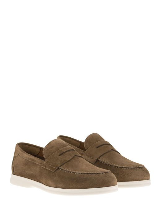 Doucal's Brown Penny Suede Moccasin