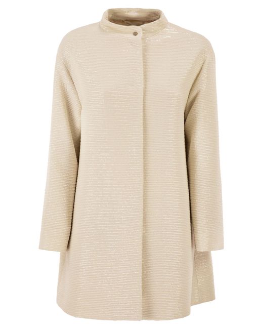 Herno Natural Overcoat With All-Over Sequins