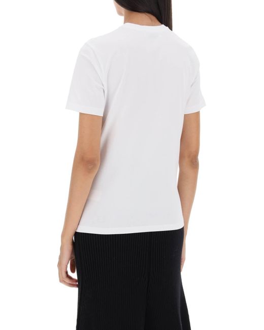 T-shirt régulier avec logo brodé Tory Burch en coloris White