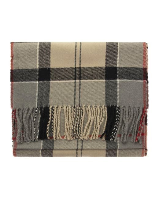 Barbour Gray Scarf With Tartan Pattern for men