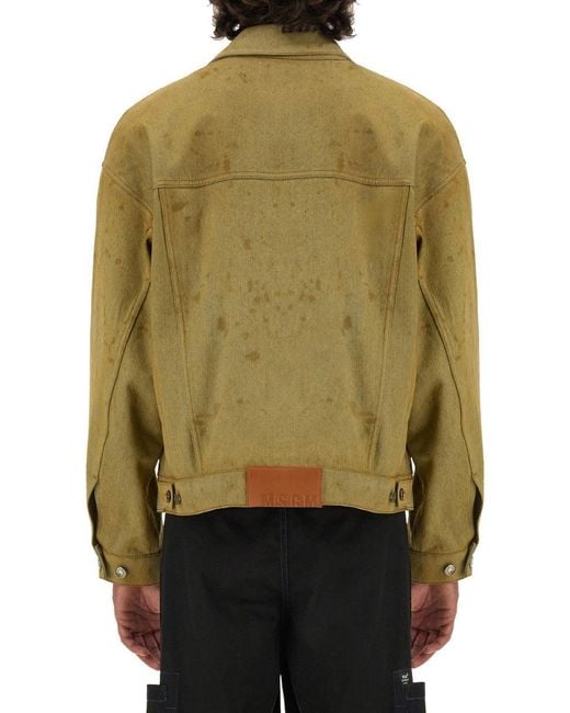 MSGM Green Denim Jacket Dyed for men