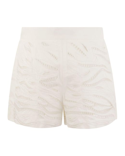 Shorts di cotone ricamato a Max Mara Edmond di Max Mara Studio in White