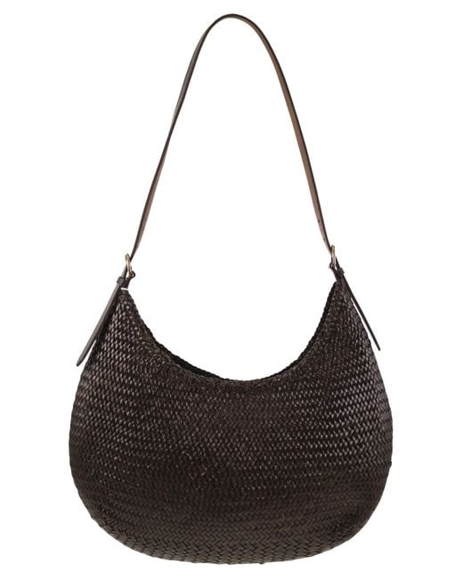 Dragon Black Luna Piena Woven Leather Bag