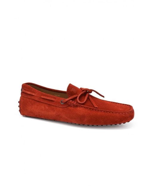Tod's Red Suede Loafers