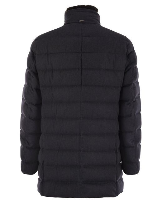 Herno Blue Down Jacket With Fur Collar for men