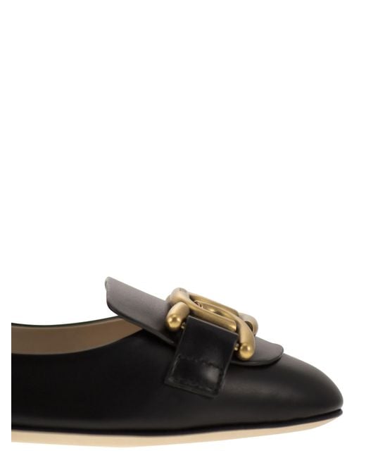 Tod's Black Leather Ballerina With Accessory