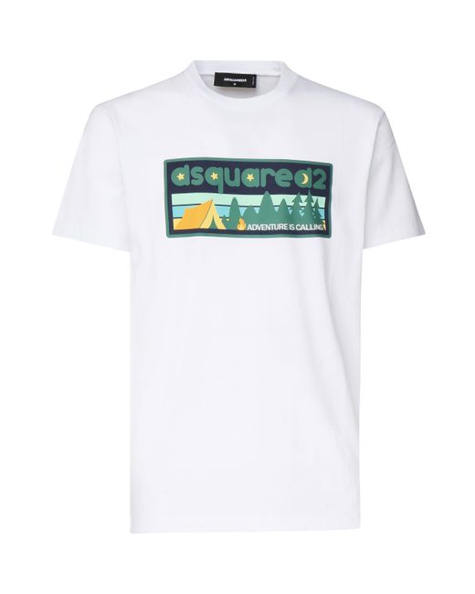 Camiseta de algodón blanco DSquared² de hombre de color White