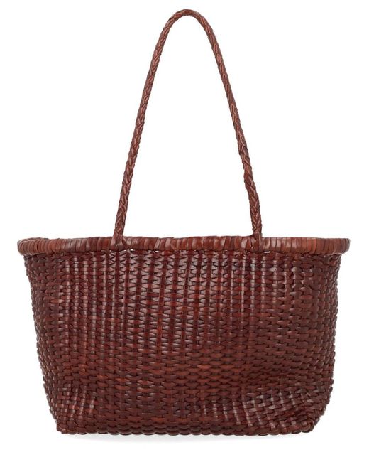 Dragon Diffusion Brown B Weave Small Woven Leather Tote
