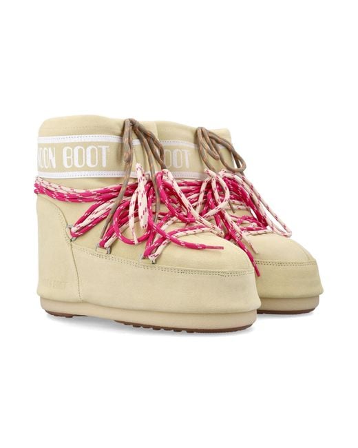 Moon Boot Pink Icon Low Suede Ankle Boots