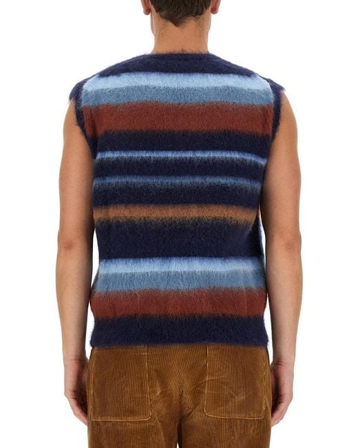 Etro Blue Vest With Stripe Pattern