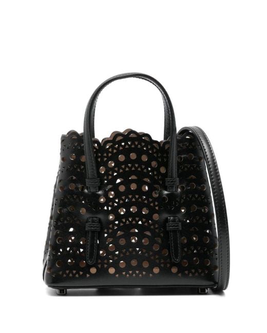 Alaïa Black Mini Leather Tote Handbag
