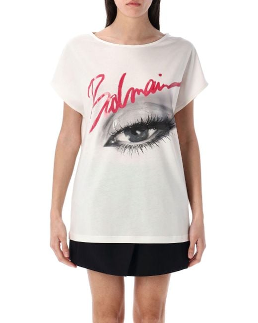 Balmain White Eye T-Shirt