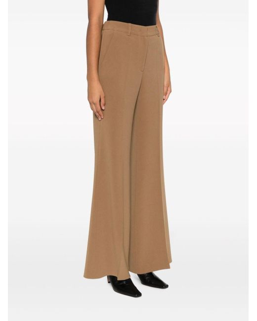 Alberto Biani Brown Crepe High-Waist Flared Trousers
