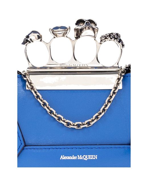 Alexander McQueen Blue Jewelled Mini Bag