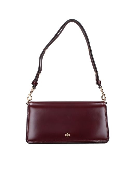 Tory Burch Purple Red Leather Shoulder Bag